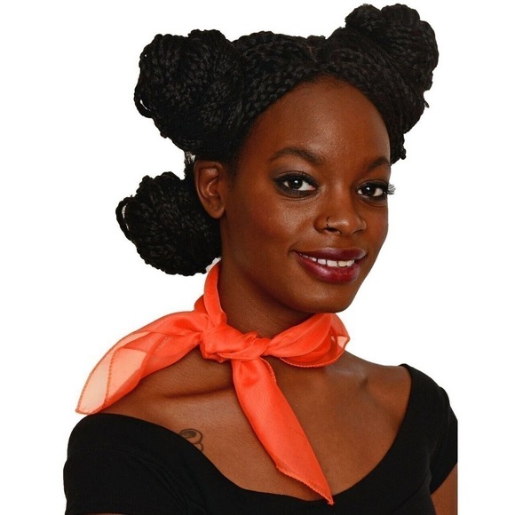 50s Style Sheer Chiffon Square Scarves Set 1 Orange and 1 Yellow Scarf - Hey Viv - Picture 2 of 6
